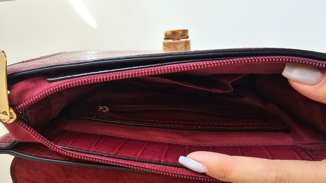 Bolso Burdeos Piel Ecológica Cocodrilo