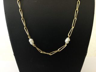 collar oro 18k con piedra con perla 20cm