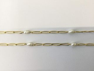 collar oro 18k con piedra con perla 20cm