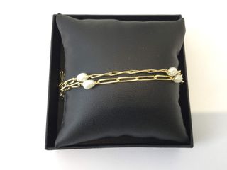 collar oro 18k con piedra con perla 20cm