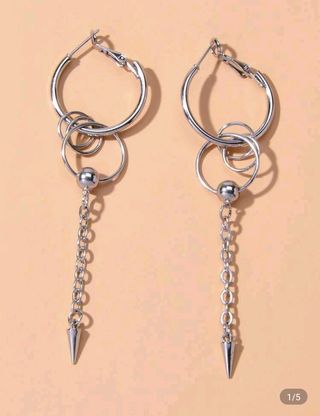 Pendientes Aro Plata con Colgante Cono