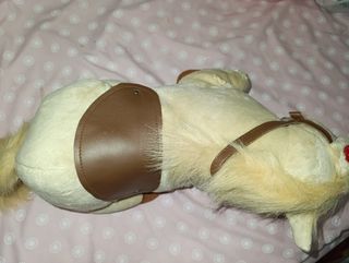 Peluche Caballo Beige con Arnés y Silla