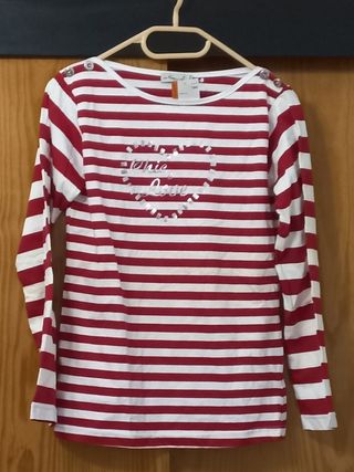 Jersey marinero rayas rojas y blancas niña