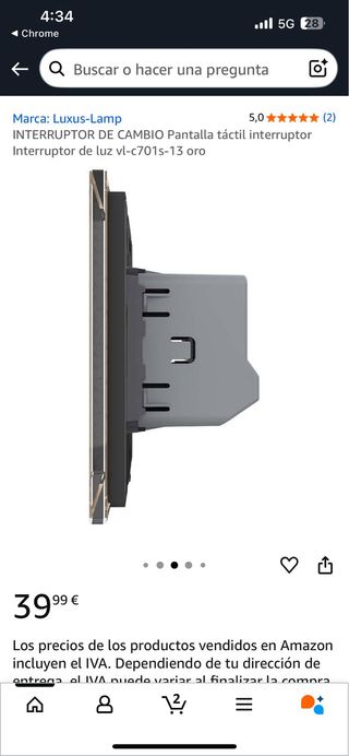 Interruptor Táctil Luxus-Lamp Plateado