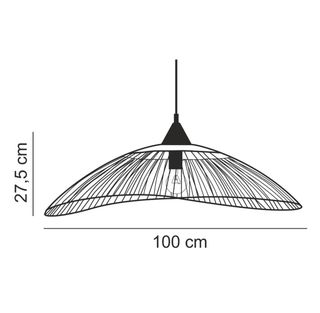 Lámpara de techo kasteli 100cm metal y ratán