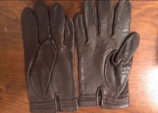Luvas castanhas em pele tamanho 8