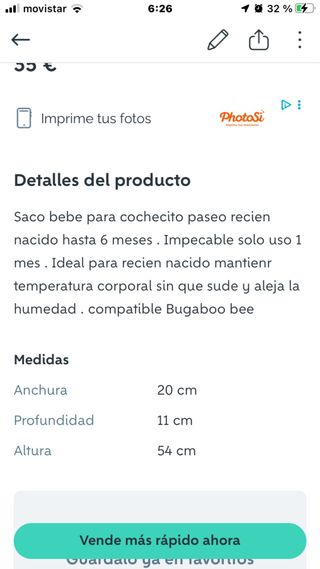 Saco de bebé Bugaboo