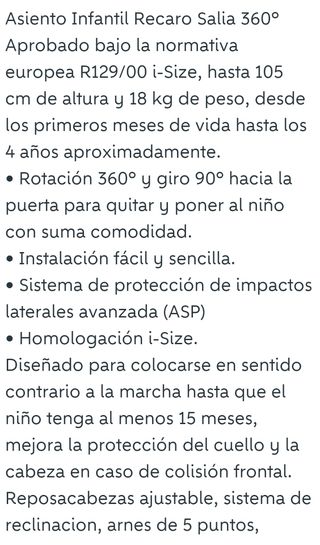 Silla Coche Recaro hero1  isofix Contramarcha 
