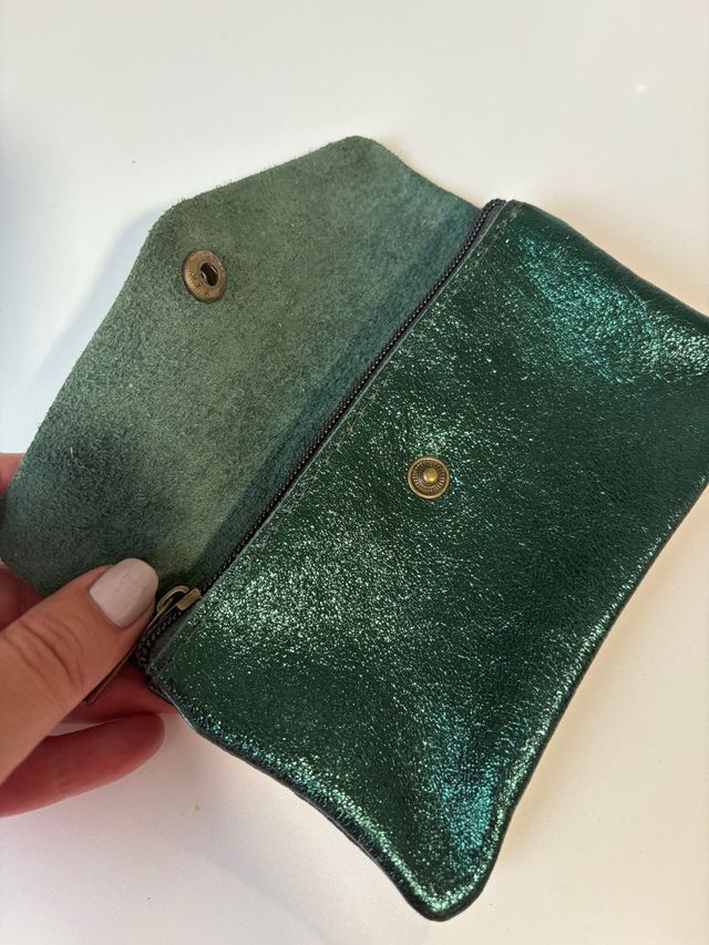 Borsa in pelle naturale verde brillante