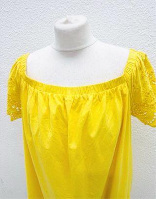 Vestido vintage amarillo con calado XXL