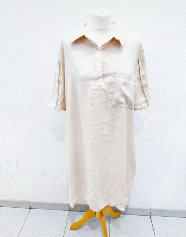 Vestido camisero vintage beige XXL