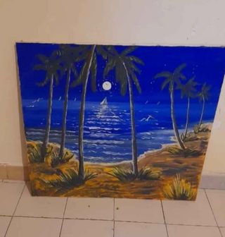 Quadro in tela paesaggio marino notturno