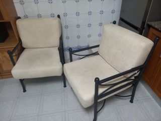Sillones de forja beige y negro