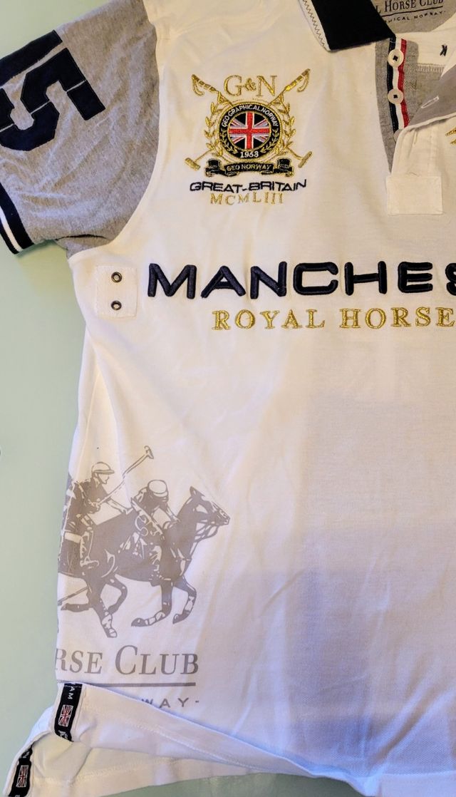 Polo Geographical Norway Blanco y Gris