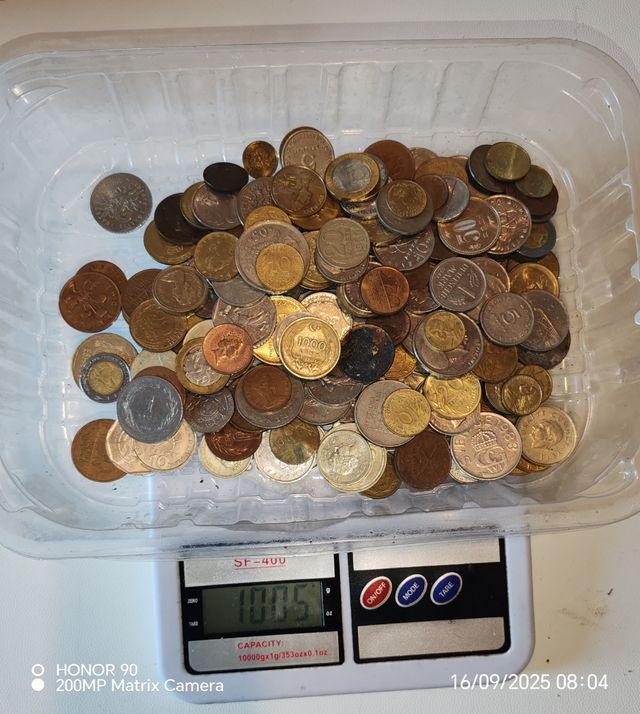 Lotto di 1 kg di monete miste mondiali