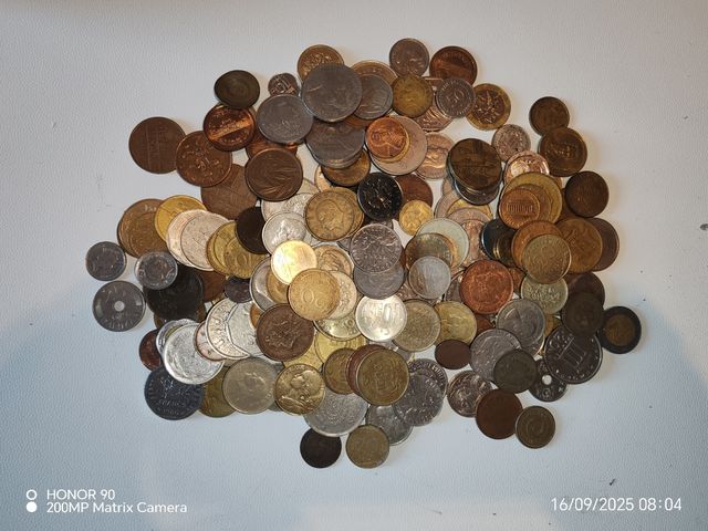 Lotto di 1 kg di monete miste mondiali