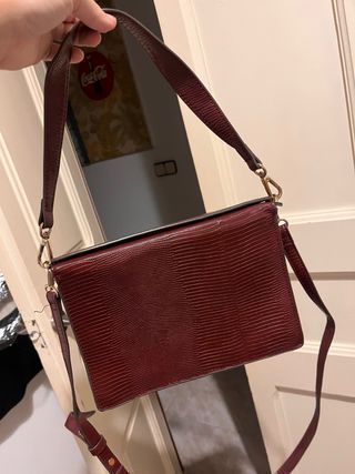 Bolso Mango Rojo Piel Serpiente