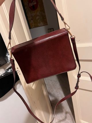 Bolso Mango Rojo Piel Serpiente