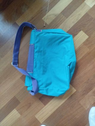 Bolso vintage morado y turquesa