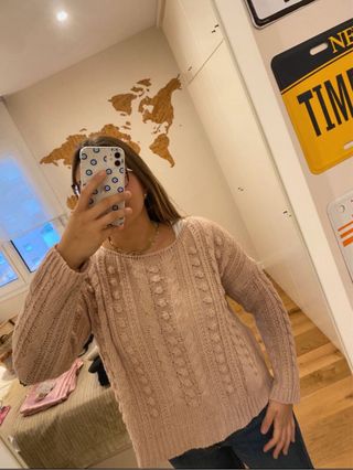 Jersey de chica rosa y beige