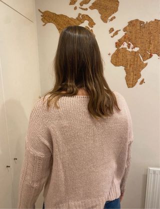 Jersey de chica rosa y beige