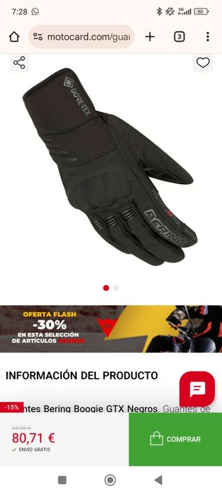 Guantes de moto Bering Gore-Tex(Talla M)