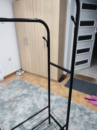 Zapatero/Perchero Metálico Negro