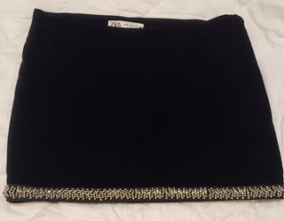 Falda Zara Terciopelo Negra Talla XS