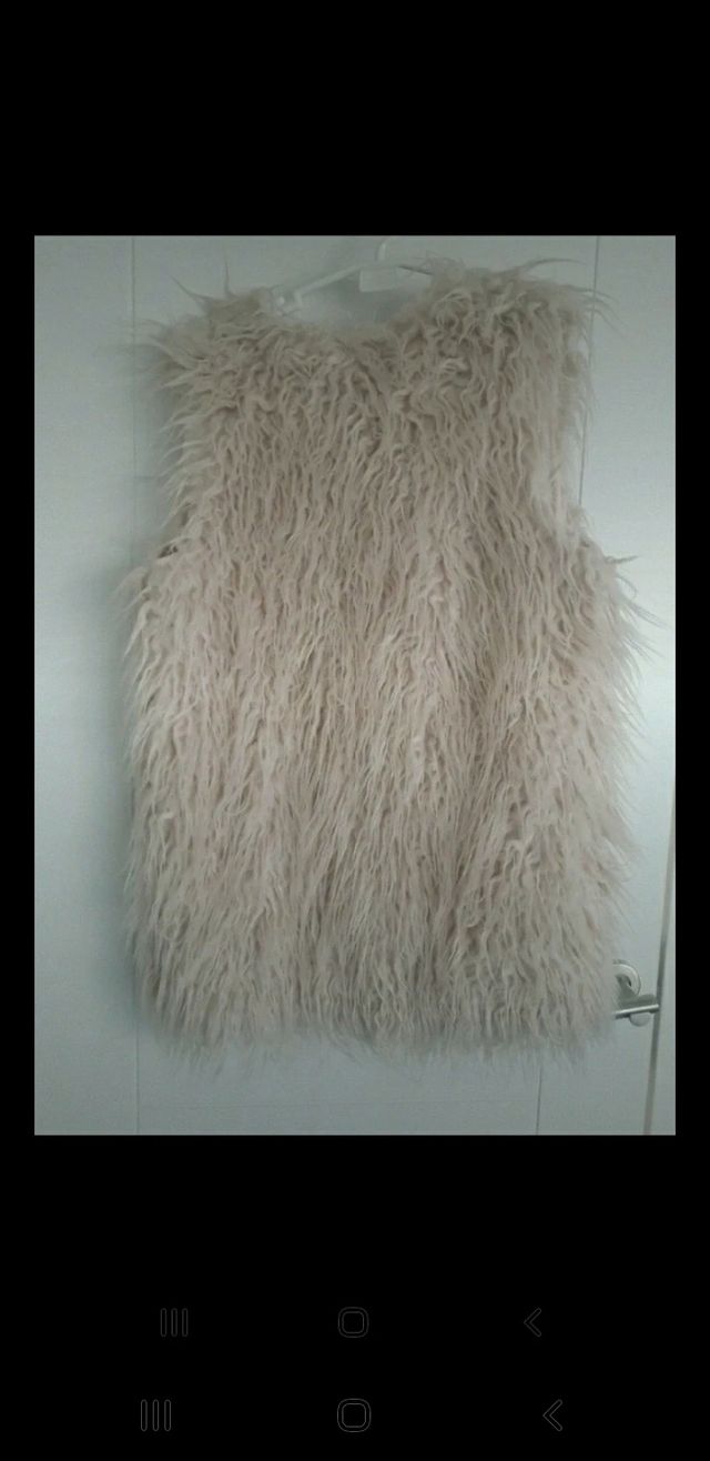 Talla S-M Chaleco pelo rosa beige