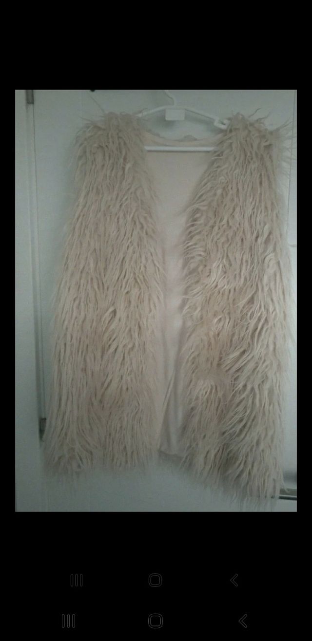 Talla S-M Chaleco pelo rosa beige
