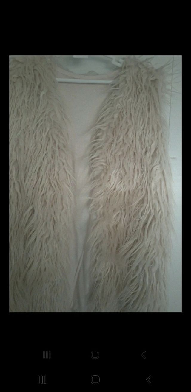 Talla S-M Chaleco pelo rosa beige