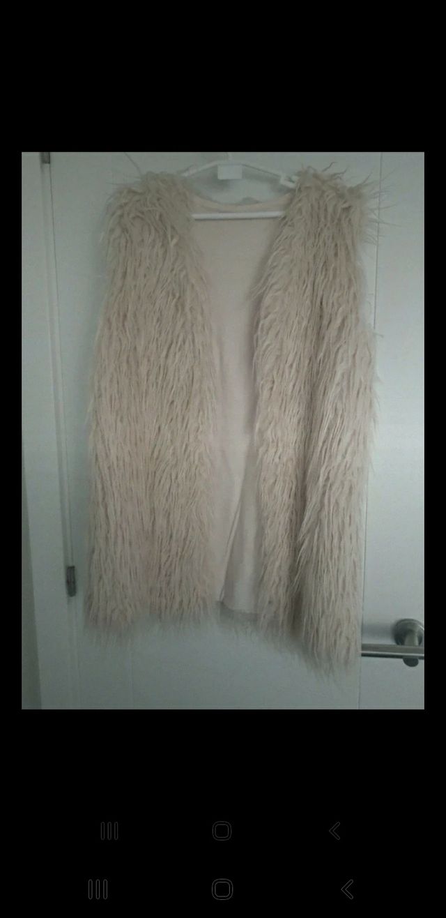 Talla S-M Chaleco pelo rosa beige