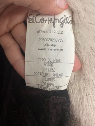 Abrigo Piel Zorro Beige/Gris Alta Calidad