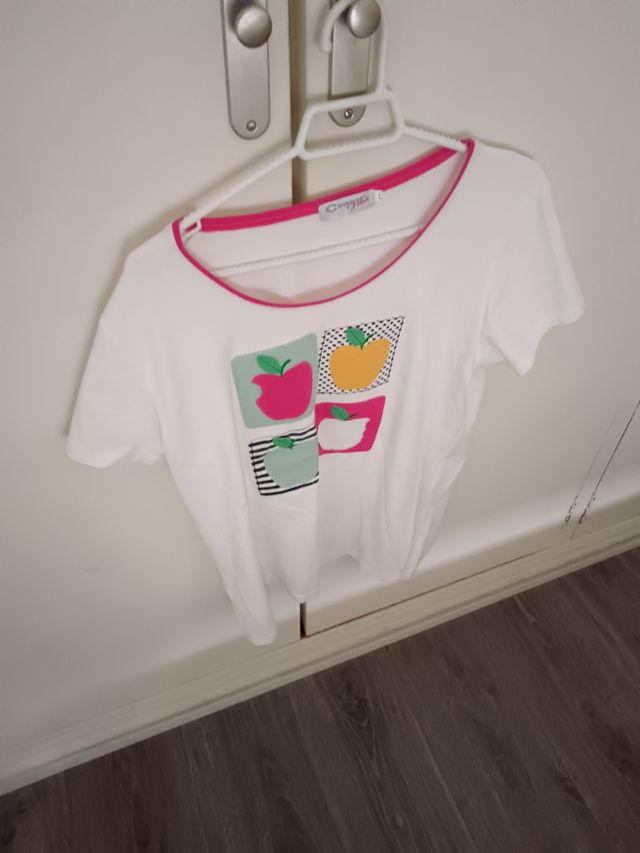 Camiseta Comgista Mujer Talla L Estampado Manzanas