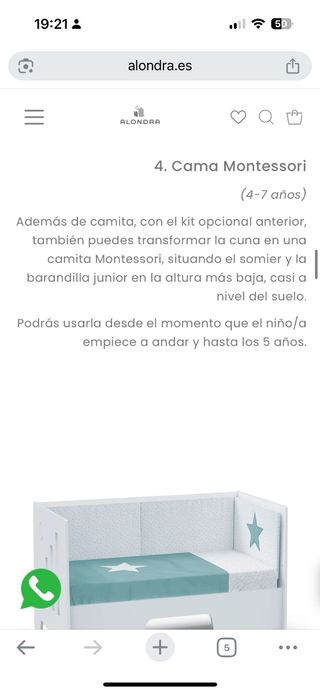 Cuna infantil evolutiva: colecho, cama y pupitre.