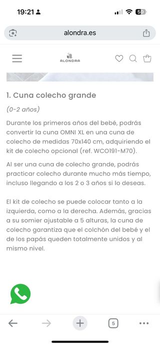 Cuna infantil evolutiva: colecho, cama y pupitre.