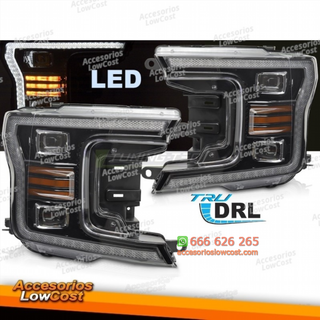 FAROS DELANTEROS LED NEGROS DRL PARA FORD F150 MK