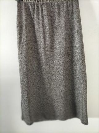 Falda de punto fino gris plateado
