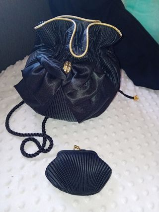 Bolso de noche negro con cartera