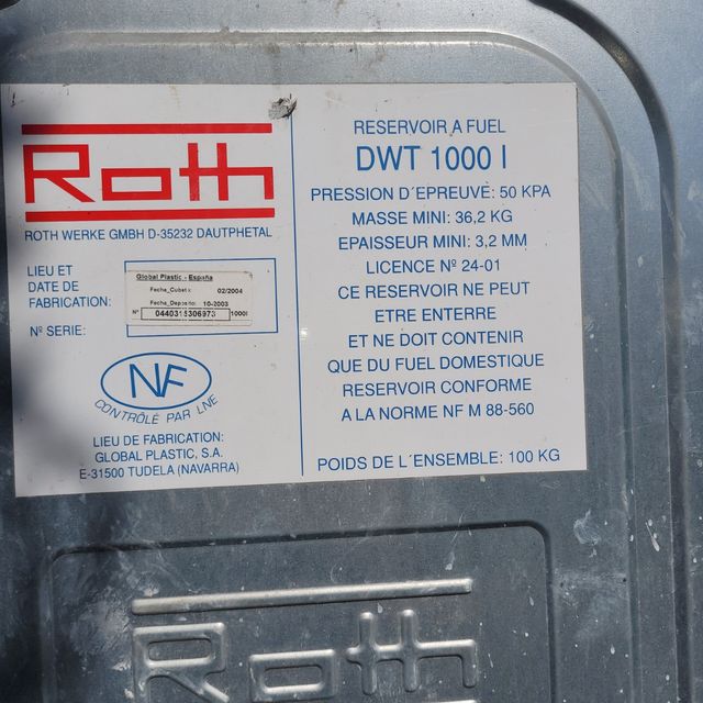Depósito Gasoil Roth DWT 1000L