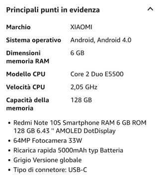 Xiaomi Redmi Note 10S Bianco