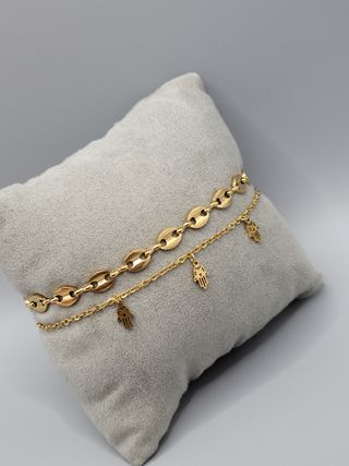 Pulsera doble cadena mano de Fátima