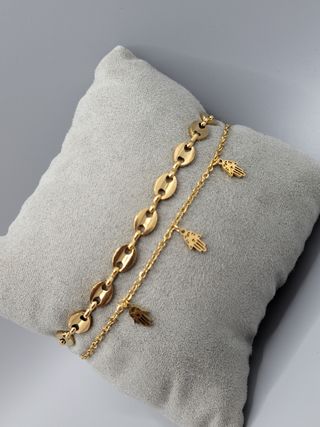 Pulsera doble cadena mano de Fátima