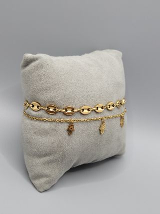 Pulsera doble cadena mano de Fátima
