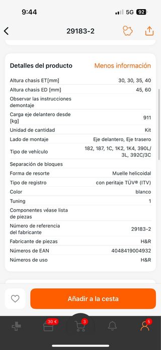 Muelles H&R BMW e90/92