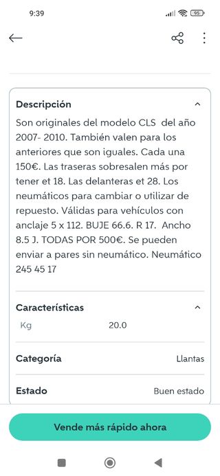 Llanta Original Mercedes CLS 219