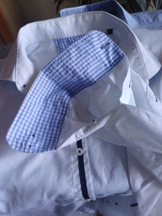 2 Camisas La Vespay Berto Talla 44 Azul