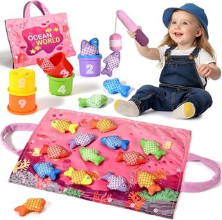 Juego Montessori Pesca y Apilables Bebés 20 Piezas