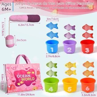 Juego Montessori Pesca y Apilables Bebés 20 Piezas