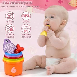 Juego Montessori Pesca y Apilables Bebés 20 Piezas